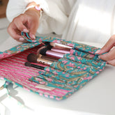 Make-up brush roll blauw